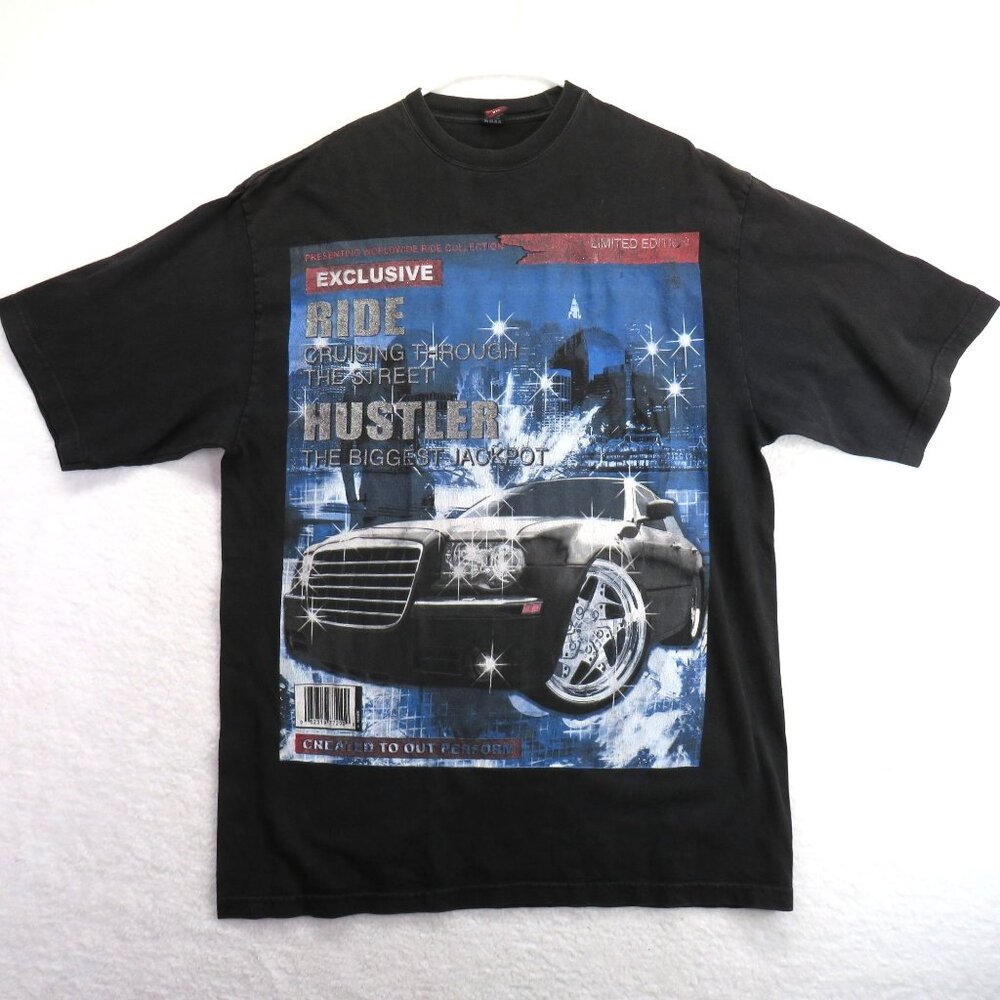 King T‎ Shirt Size 2XL Black Graphic Tee Exclusive Ride Hustler Short Sleeve